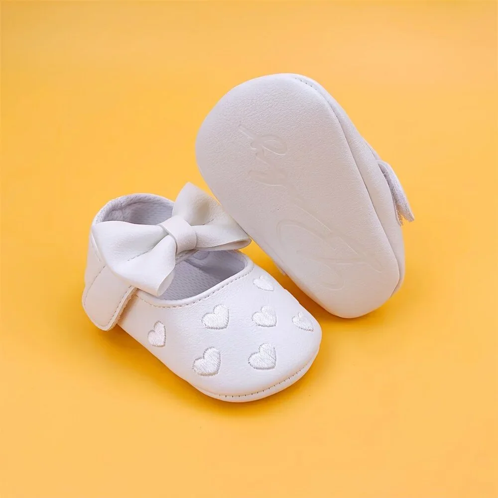 Cute Bowknot Mary Jane Shoes For Baby Girls Lightweight Non-slip Walking Shoes